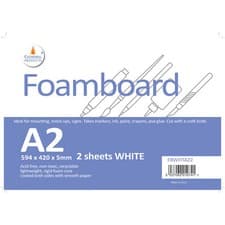 Image of Cathedral Products FBWHTA22 Foamboard White 5mm A2 (420 x 594mm) 2pk