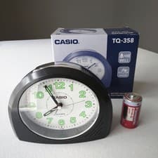 Image of Casio TQ-358 Alarm Clock, Black - Bell, Snooze, Luminous, NEW