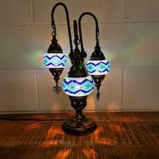 Image of Handmade Table Lamp 3 mini Glass Ball Turkish Moroccan Mosaic Light