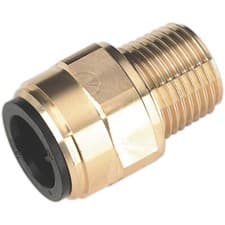 Image of 15mm x 1/2" BSPT Brass Straight Adapter - Air Supply Ring Main Pipe Male Thread