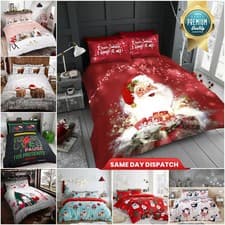 Image of Christmas Duvet Cover Set Reversible Quilt XMAS Bedding Single Double King Size