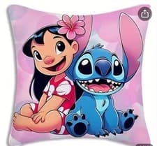 Image of Lilo & Stitch Throw Pillow Case - Cushion Cover - Home Sofa Decor 45x45cm Angel