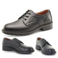 Image of Click Footwear Black Managers Shoe Safety Work Shoes Black Leather Sizes 5-12 UK