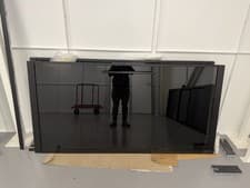 Image of 2 Spacepro Sliding Wardrobe Doors Silver Frame Panel Black Glass 2220x610mm 