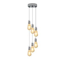 Image of Chrome Pendant Light E27 Cluster Ceiling Fitting 1-9 Way Edison Lamp