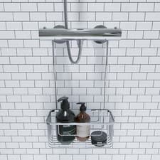 Image of Croydex Hook Over Shower Caddy Chrome Hanging Hooks Bathroom Storage Accessories