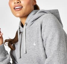 Image of Jack Wills Women's Astbury Pheasant Logo Hoodie Pink Marl Grey Marl RRP £55