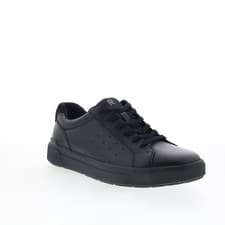 Image of Rockport Total Motion Tarquin Mens Black Leather Lifestyle Trainers Shoes