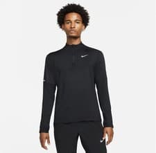 Image of Nike Running Dri Fit Quarter Zip Long Sleeve Black Top Men's Small DD4756-010