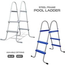 Image of 33 inch Pool Step Ladder Double Sided Above Ground Metal Frame Swimming Pool