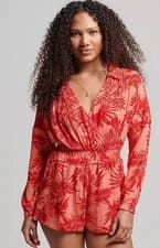 Image of SUPERDRY Vintage Beach Playsuit in Coral UK 8 (fmn34-25)