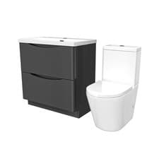 Image of Dark Grey 800mm Basin Vanity Unit and Rimless Close Coupled Toilet