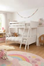 Image of 3ft 4ft Triple wooden Bunk Bed kids Pine White or Grey & Mattress Option