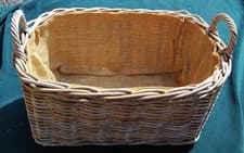 Image of Oval natural wicker log basket, Hessian lined