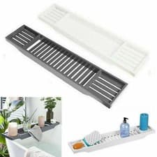 Image of Bamboo Wooden Bath Tray Bath Caddy Bathroom Bath Rack Shelf Table Holder Relax