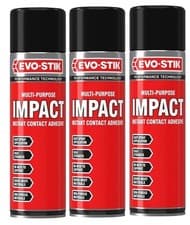 Image of 3X Evo-Stik Impact Solvent-based Spray contact adhesive 500ml