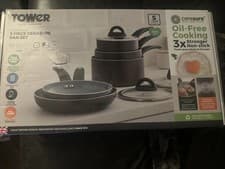 Image of Tower T80303 5 Piece Pan Set With Cerasure Non-Stick Ceramic Coating in Grey