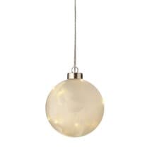 Image of Frosted Christmas Bauble Light Warm White 10cm Micro LED Battery Ball Light