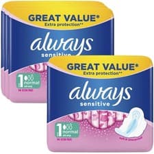 Image of Always Sensitive Normal Ultra (Size 1) Sanitary Pads With Wings-14 Count, Pack 4