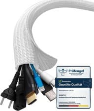 Image of 13mm x 3m Cable Tidy Sleeve Self-Closing Heat-Resistant Wire Management White