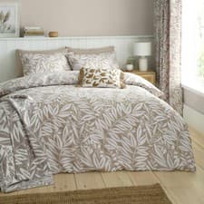 Image of Catherine Lansfield Sorrel Leaf Reversible Duvet Cover Bedding Set Range Natural