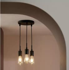 Image of 3 Light Cluster Pendant Light 19cm Lockie Metal Black Lounge Ceiling Light 6W