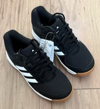 Image of Adidas Unisex Kids Speedcourt Indoor Court Black White Trainers | Size UK 2.5