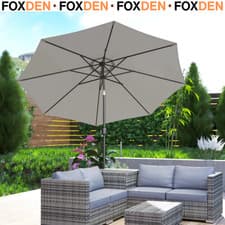 Image of 3(m) Tilting Outdoor Parasol Garden Umbrellas Sun Shade w/ 8 Ribs & Crank Handle
