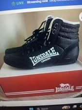Image of NEW Lonsdale Contender Low Boxing Boots Black / White UK 10 + Matching Gloves !