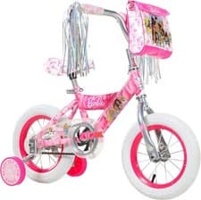 Image of Barbie 12-Inch Girls Bike Pink and White with Custom Handlebar Bag