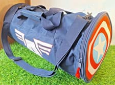 Image of BOYS / MENS MARVEL CAPTAIN AMERICA GYM TUBE SPORTS BAG , BLUE RED & WHITE