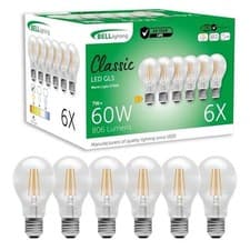 Image of BELL E27 Screw Cap Dimmable Bulb LED GLS 6 Pack | Warm White 2700K | 810 Lm 7W