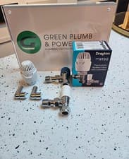 Image of Drayton RT212 TRV + Lockshield Set 15mm With 15mm - 10mm Stem Elbows Pushfit