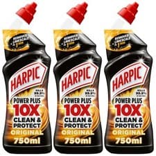 Image of Pack of 3 Harpic Original Power Plus Max 10 Action Gel 750ml Toilet Cleaner