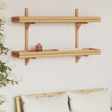 Image of Wall Shelf 2-Tier 100x26x60 cm Bamboo vidaXL