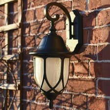 Image of "Frosted Glass" Ornate Aluminium Wall Lantern Outdoor Garden Lighting - IP44