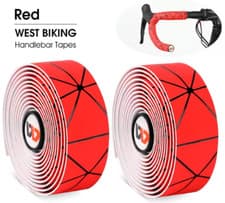 Image of West Biking Bar Tape Road Bike Anti-slip Waterproof Red with Black lines