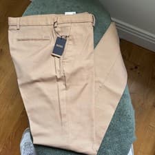 Image of HUGO BOSS KAITO 1-H LUXURY STRETCH SLIM SMART TROUSERS BEIGE 34R BNWT RPP £189
