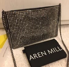 Image of KAREN MILLEN ELODIE BLACK HEMATITE CRYSTAL ZIP TOP SHOULDER BAG £160.00 BNWT