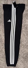 Image of Adidas Black w/ White 3-Stripes Jogger Pant Youth M 10-12 Lightweight AK 10060