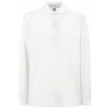 Image of Fruit Of The Loom Mens plain Premium Long Sleeve Polo Shirt   BC1383
