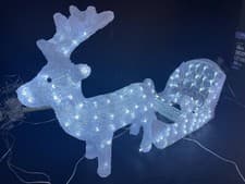 Image of Acrylic Reindeer and Sleigh Christmas Feature With 160 White LED Lights