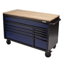 Image of BUNKER Workbench Roller Tool Cabinet, 10 Drawer, 56", Blue