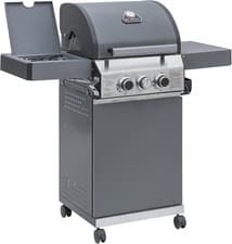 Image of Hybrid Gas & Charcoal BBQ Grill 2 Burner with Side Burner Cast Iron Griddle