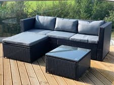 Image of Victoria Rattan Garden Furniture Corner Sofa Lounge Set In/Outdoor Extra Wide
