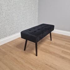 Image of Black Velvet Dining Bench