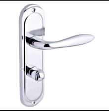 Image of Designer Levers Bathroom Door Handle Polished Chrome 189mm(L) X 49mm (W)