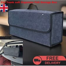 Image of GREY CAR BOOT ORGANISER FELT STORAGE BOX NON-SLIP FOLDABLE TRUNK BAG UK STOCK