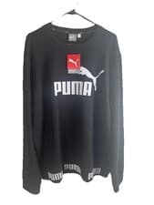 Image of Puma Mens XL Black Amplified Crew Sweatshirt NWT Logo Taping Pullover