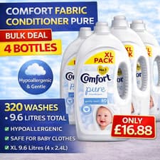 Image of Fabric Conditioner Pure 4x 2.4L 320 Washes Hypoallergenic Softener Bulk Deal